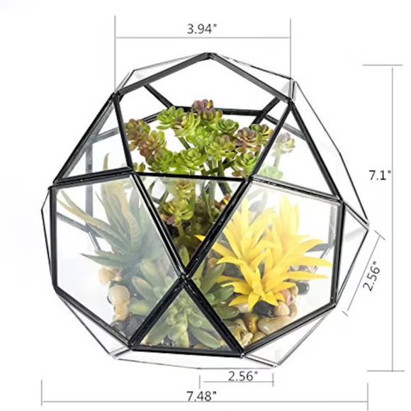 Decor Geometric Terrarium, Artificial Succulents - Picture 5 of 6